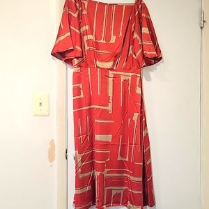 Red and gold satin dress from Banana Republic. NWT